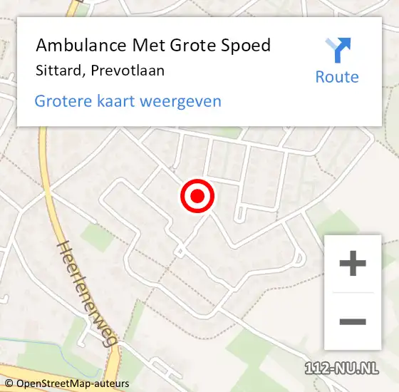 Locatie op kaart van de 112 melding: Ambulance Met Grote Spoed Naar Sittard, Prevotlaan op 15 december 2013 13:41