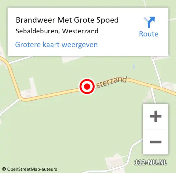 Locatie op kaart van de 112 melding: Brandweer Met Grote Spoed Naar Sebaldeburen, Westerzand op 18 mei 2016 14:08