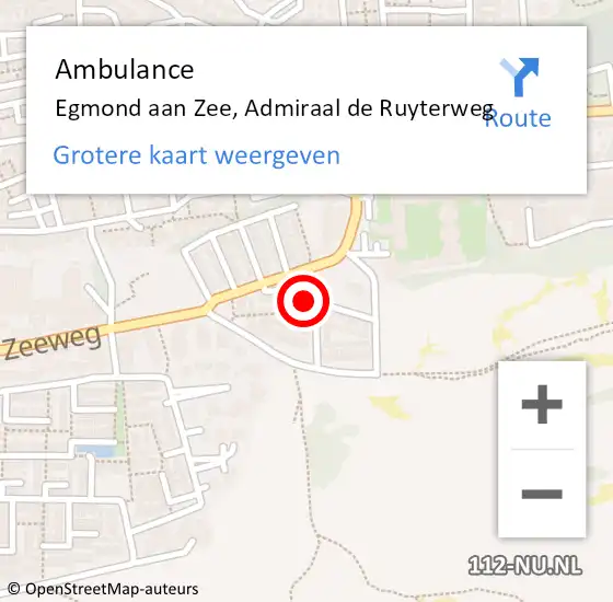 Locatie op kaart van de 112 melding: Ambulance Egmond aan Zee, Admiraal de Ruyterweg op 18 mei 2016 14:14