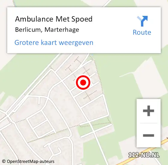 Locatie op kaart van de 112 melding: Ambulance Met Spoed Naar Berlicum, Marterhage op 18 mei 2016 15:10