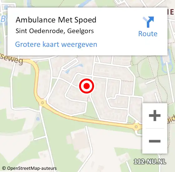 Locatie op kaart van de 112 melding: Ambulance Met Spoed Naar Sint Oedenrode, Geelgors op 18 mei 2016 16:31