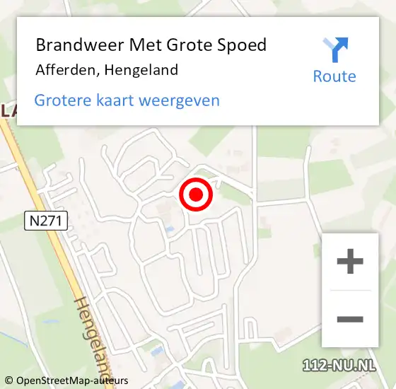 Locatie op kaart van de 112 melding: Brandweer Met Grote Spoed Naar Afferden, Hengeland op 18 mei 2016 16:47