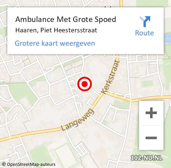 Locatie op kaart van de 112 melding: Ambulance Met Grote Spoed Naar Haaren, Piet Heestersstraat op 18 mei 2016 18:19