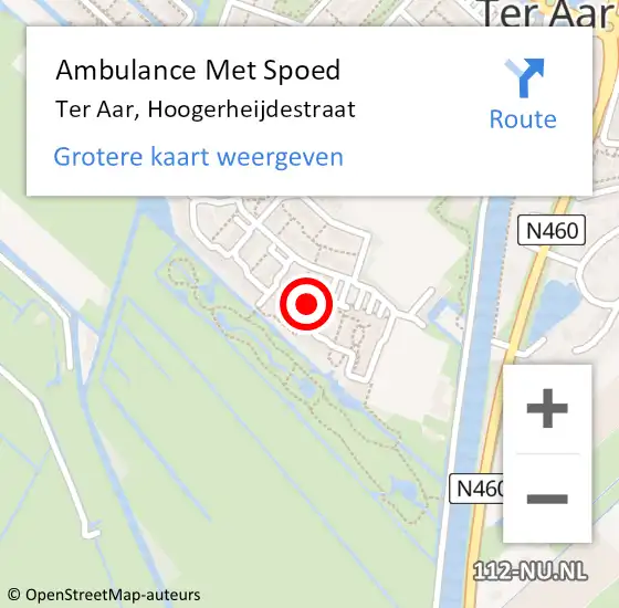 Locatie op kaart van de 112 melding: Ambulance Met Spoed Naar Ter Aar, Hoogerheijdestraat op 18 mei 2016 18:33