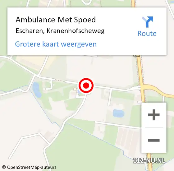 Locatie op kaart van de 112 melding: Ambulance Met Spoed Naar Escharen, Kranenhofscheweg op 18 mei 2016 19:33