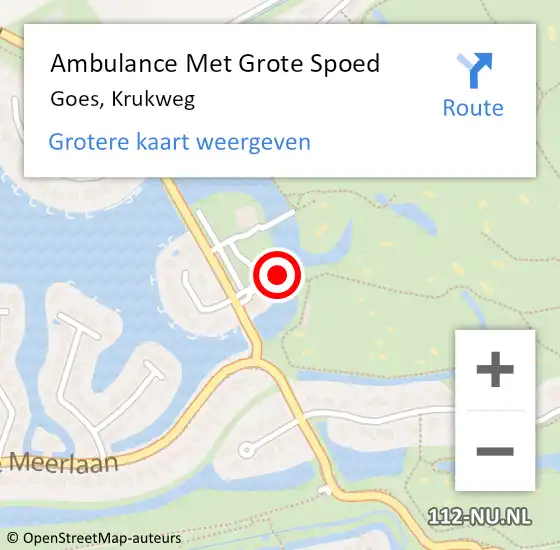 Locatie op kaart van de 112 melding: Ambulance Met Grote Spoed Naar Goes, Krukweg op 18 mei 2016 19:39