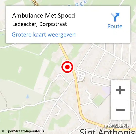 Locatie op kaart van de 112 melding: Ambulance Met Spoed Naar Ledeacker, Dorpsstraat op 18 mei 2016 19:55