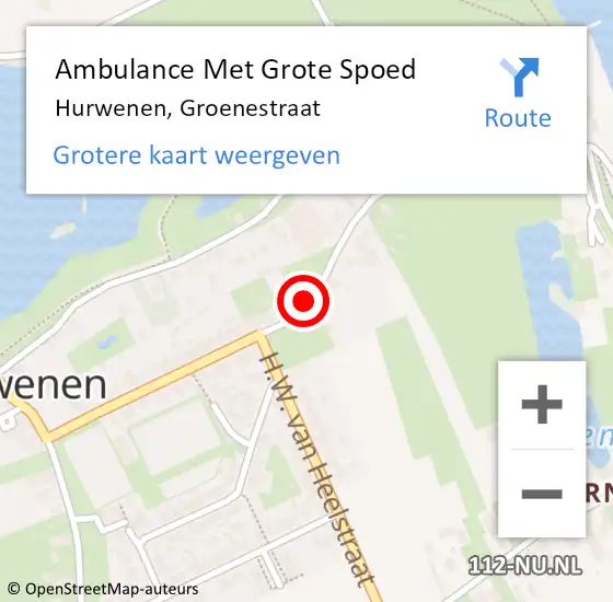 Locatie op kaart van de 112 melding: Ambulance Met Grote Spoed Naar Hurwenen, Groenestraat op 18 mei 2016 19:59