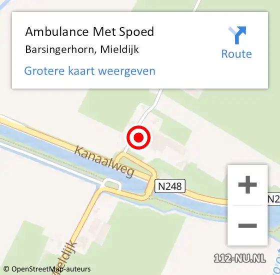 Locatie op kaart van de 112 melding: Ambulance Met Spoed Naar Barsingerhorn, Mieldijk op 18 mei 2016 20:51