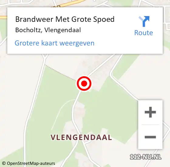 Locatie op kaart van de 112 melding: Brandweer Met Grote Spoed Naar Bocholtz, Vlengendaal op 18 mei 2016 22:30