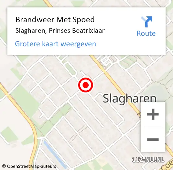 Locatie op kaart van de 112 melding: Brandweer Met Spoed Naar Slagharen, Prinses Beatrixlaan op 18 mei 2016 23:50