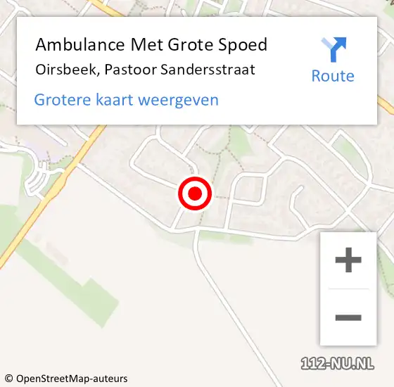 Locatie op kaart van de 112 melding: Ambulance Met Grote Spoed Naar Oirsbeek, Pastoor Sandersstraat op 15 december 2013 15:01