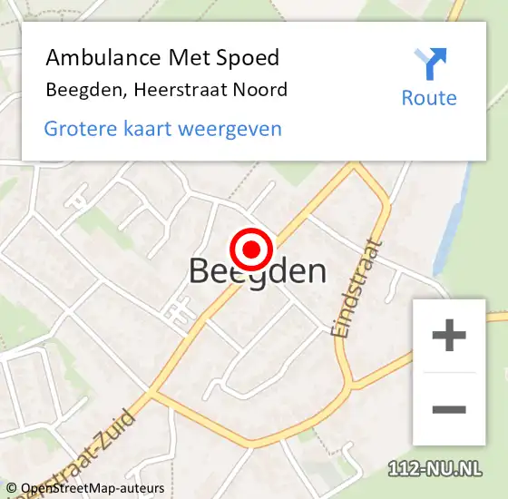 Locatie op kaart van de 112 melding: Ambulance Met Spoed Naar Beegden, Heerstraat Noord op 19 mei 2016 05:08