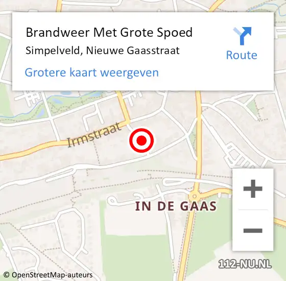 Locatie op kaart van de 112 melding: Brandweer Met Grote Spoed Naar Simpelveld, Nieuwe Gaasstraat op 19 mei 2016 06:16