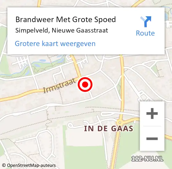 Locatie op kaart van de 112 melding: Brandweer Met Grote Spoed Naar Simpelveld, Nieuwe Gaasstraat op 19 mei 2016 06:23