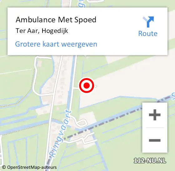 Locatie op kaart van de 112 melding: Ambulance Met Spoed Naar Ter Aar, Hogedijk op 19 mei 2016 06:38