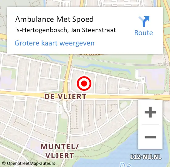 Locatie op kaart van de 112 melding: Ambulance Met Spoed Naar 's-Hertogenbosch, Jan Steenstraat op 19 mei 2016 07:40