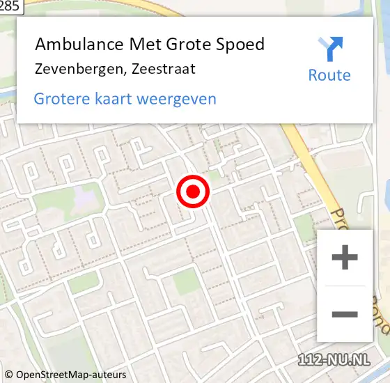 Locatie op kaart van de 112 melding: Ambulance Met Grote Spoed Naar Zevenbergen, Zeestraat op 19 mei 2016 08:41