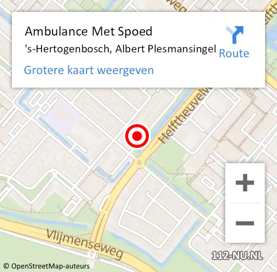 Locatie op kaart van de 112 melding: Ambulance Met Spoed Naar 's-Hertogenbosch, Albert Plesmansingel op 19 mei 2016 09:03