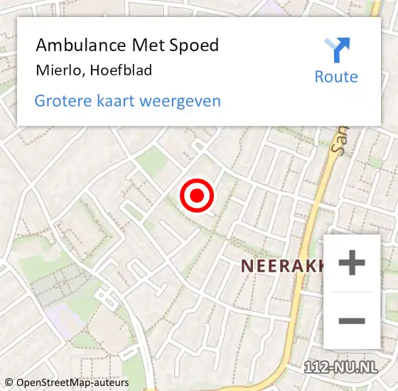 Locatie op kaart van de 112 melding: Ambulance Met Spoed Naar Mierlo, Hoefblad op 19 mei 2016 09:11