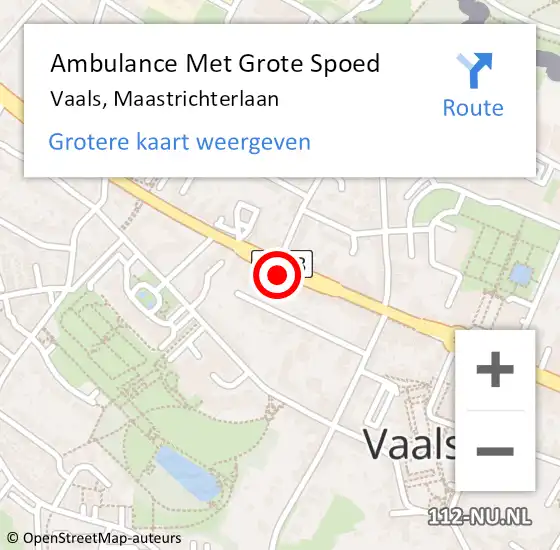 Locatie op kaart van de 112 melding: Ambulance Met Grote Spoed Naar Vaals, Maastrichterlaan op 15 december 2013 15:27