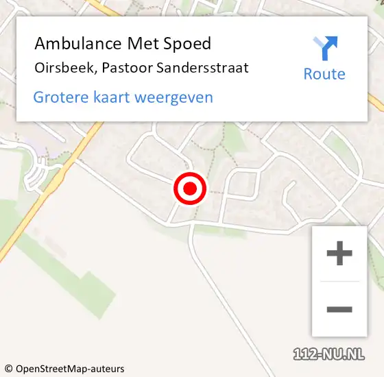 Locatie op kaart van de 112 melding: Ambulance Met Spoed Naar Oirsbeek, Pastoor Sandersstraat op 15 december 2013 15:27