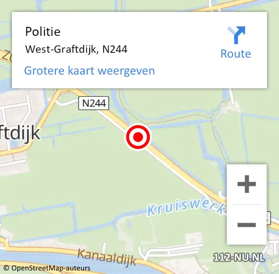 Locatie op kaart van de 112 melding: Politie West-Graftdijk, N244 op 19 mei 2016 11:52