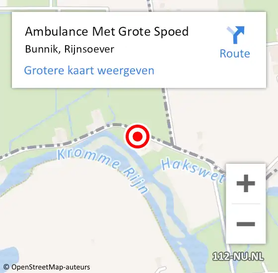 Locatie op kaart van de 112 melding: Ambulance Met Grote Spoed Naar Bunnik, Rijnsoever op 19 mei 2016 13:36