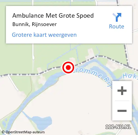 Locatie op kaart van de 112 melding: Ambulance Met Grote Spoed Naar Bunnik, Rijnsoever op 19 mei 2016 13:39