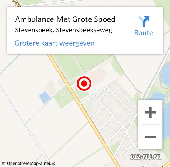 Locatie op kaart van de 112 melding: Ambulance Met Grote Spoed Naar Stevensbeek, Stevensbeekseweg op 19 mei 2016 14:16