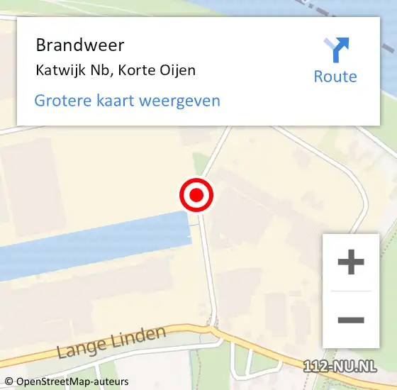 Locatie op kaart van de 112 melding: Brandweer Katwijk Nb, Korte Oijen op 19 mei 2016 14:30