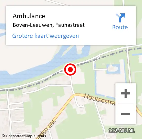Locatie op kaart van de 112 melding: Ambulance Boven-Leeuwen, Faunastraat op 19 mei 2016 14:34