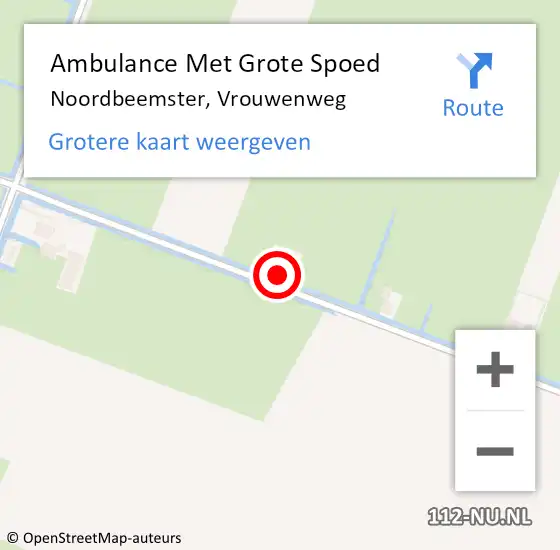 Locatie op kaart van de 112 melding: Ambulance Met Grote Spoed Naar Noordbeemster, Vrouwenweg op 19 mei 2016 14:49