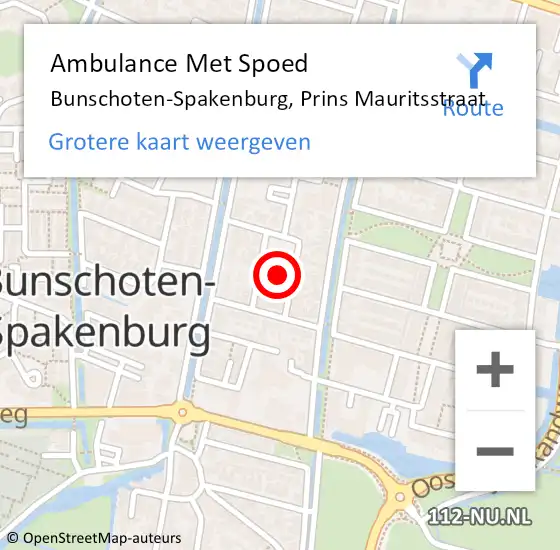 Locatie op kaart van de 112 melding: Ambulance Met Spoed Naar Bunschoten-Spakenburg, Prins Mauritsstraat op 19 mei 2016 15:09