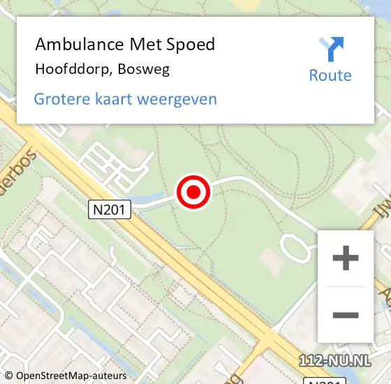 Locatie op kaart van de 112 melding: Ambulance Met Spoed Naar Hoofddorp, Bosweg op 19 mei 2016 16:04