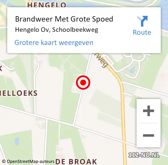 Locatie op kaart van de 112 melding: Brandweer Met Grote Spoed Naar Hengelo Ov, Schoolbeekweg op 19 mei 2016 16:08