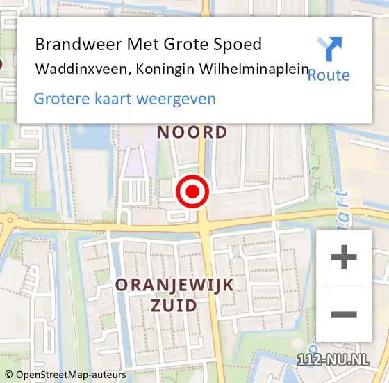 Locatie op kaart van de 112 melding: Brandweer Met Grote Spoed Naar Waddinxveen, Koningin Wilhelminaplein op 19 mei 2016 16:09