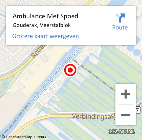 Locatie op kaart van de 112 melding: Ambulance Met Spoed Naar Gouderak, Veerstalblok op 19 mei 2016 16:37