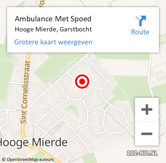 Locatie op kaart van de 112 melding: Ambulance Met Spoed Naar Hooge Mierde, Garstbocht op 19 mei 2016 17:57