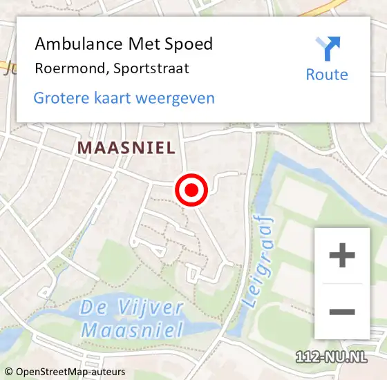 Locatie op kaart van de 112 melding: Ambulance Met Spoed Naar Roermond, Sportstraat op 19 mei 2016 18:00