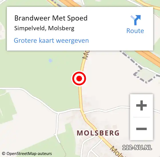 Locatie op kaart van de 112 melding: Brandweer Met Spoed Naar Simpelveld, Molsberg op 19 mei 2016 18:01