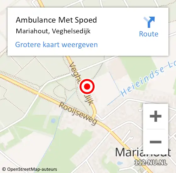 Locatie op kaart van de 112 melding: Ambulance Met Spoed Naar Mariahout, Veghelsedijk op 19 mei 2016 18:16