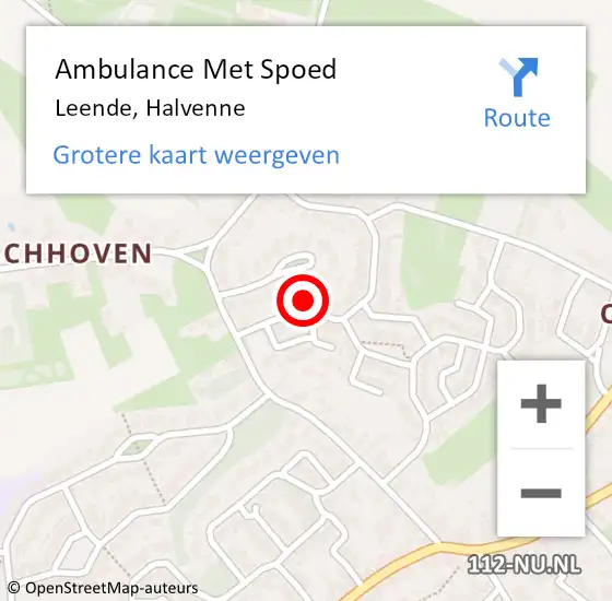 Locatie op kaart van de 112 melding: Ambulance Met Spoed Naar Leende, Halvenne op 19 mei 2016 18:17