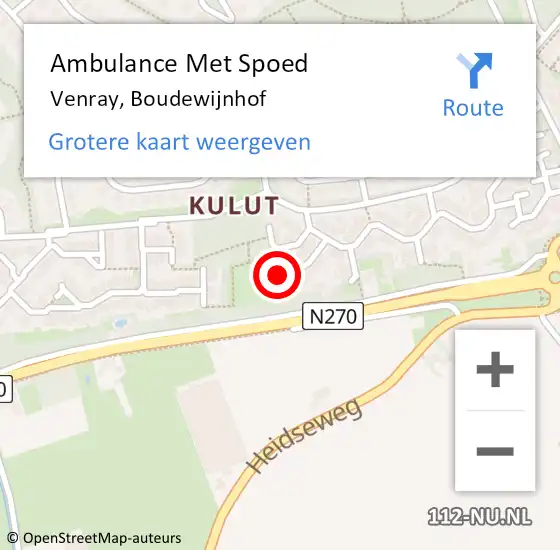 Locatie op kaart van de 112 melding: Ambulance Met Spoed Naar Venray, Boudewijnhof op 19 mei 2016 18:26