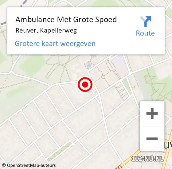 Locatie op kaart van de 112 melding: Ambulance Met Grote Spoed Naar Reuver, Kapellerweg op 19 mei 2016 18:49