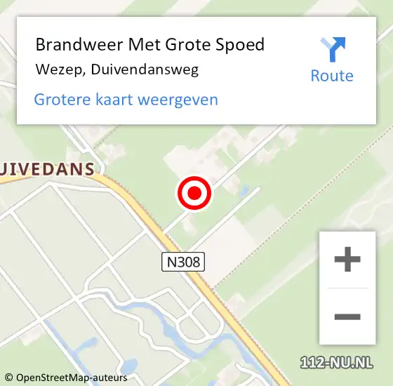 Locatie op kaart van de 112 melding: Brandweer Met Grote Spoed Naar Wezep, Duivendansweg op 19 mei 2016 19:26