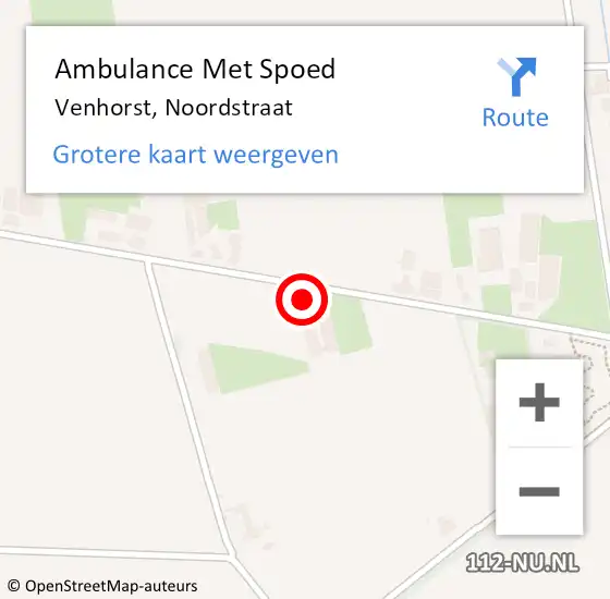 Locatie op kaart van de 112 melding: Ambulance Met Spoed Naar Venhorst, Noordstraat op 19 mei 2016 19:34