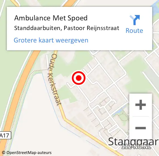 Locatie op kaart van de 112 melding: Ambulance Met Spoed Naar Standdaarbuiten, Pastoor Reijnsstraat op 19 mei 2016 19:35