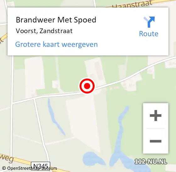 Locatie op kaart van de 112 melding: Brandweer Met Spoed Naar Voorst, Zandstraat op 19 mei 2016 21:27