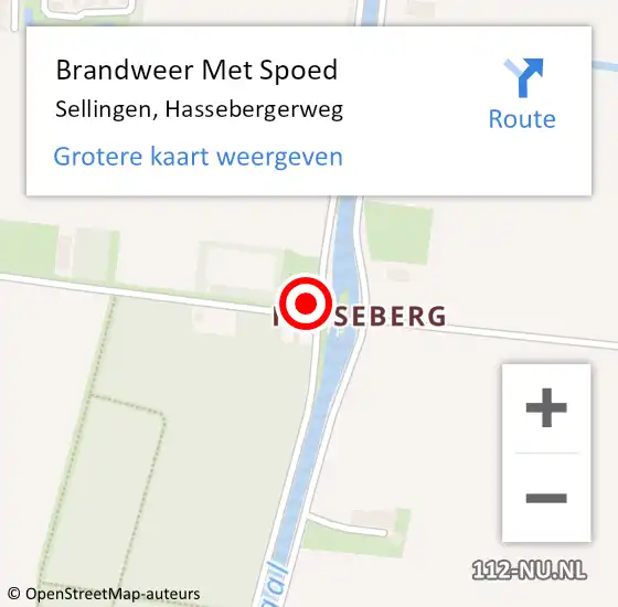 Locatie op kaart van de 112 melding: Brandweer Met Spoed Naar Sellingen, Hassebergerweg op 19 mei 2016 22:45